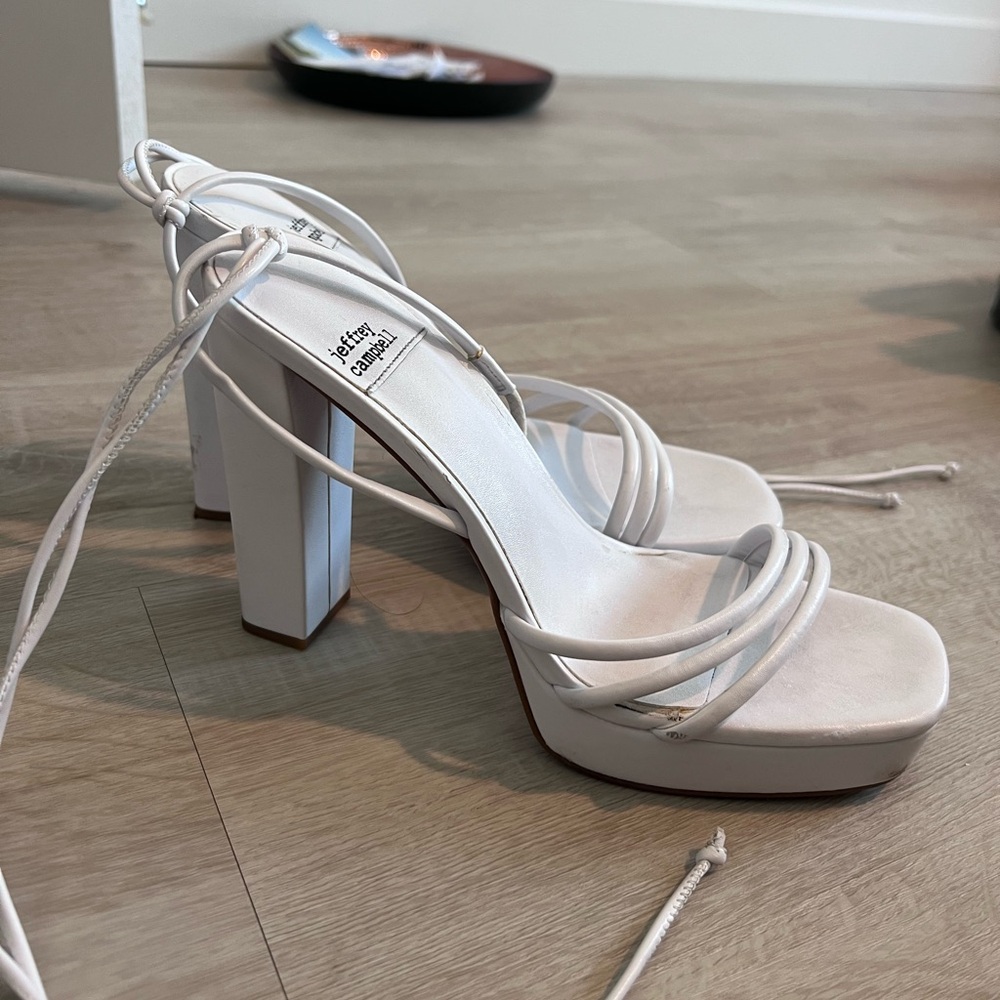 White Strappy Heeled Sandals